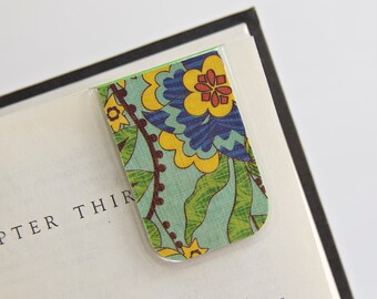 Nature Bookmark Magnetic Bookmarks Laminated Leaves Blue Yellow Orange Green Teal Teacher Gift Christmas Stocking Stuffer Student College