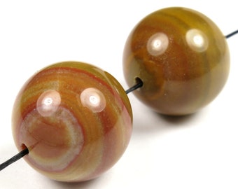 GREAT SALE - was 6.49 - Ocean Jasper Large Round Bead - 16mm - 2 Pieces - B5025