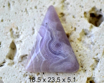 Lavendar lace agate triangle cabochon. 18.5 x 23.5 x 5.1