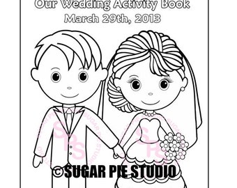 Printable Personalized Wedding coloring activity book Favor