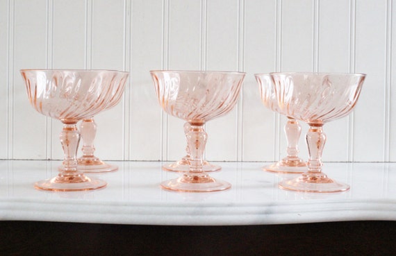 Vintage Pink Champagne Glasses 6