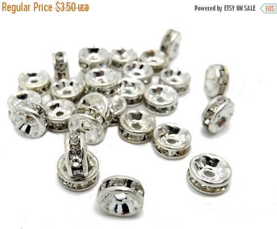 10% off SALE 10 pcs Silver tone Rhinestone by jewelersparadise