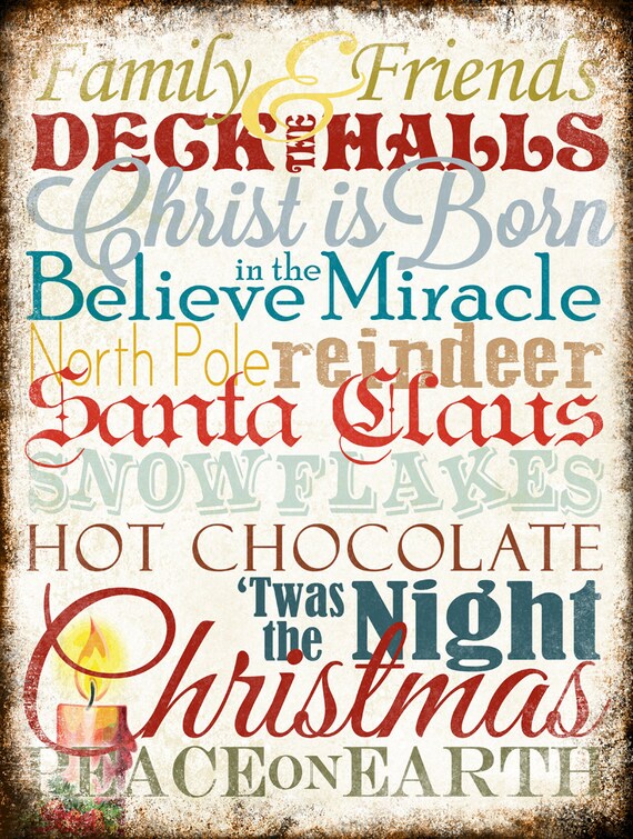 Christmas Words Sign // Seasonal Word Art // Home Decor Sign