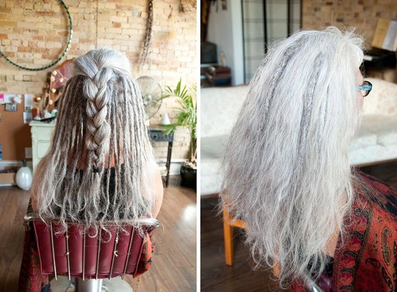 Silver Grey Dreadlock Extensions Human Hair 18