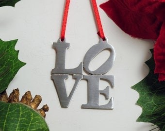 LOVE Fine Pewter Christmas Ornament Love Park Philadelphia
