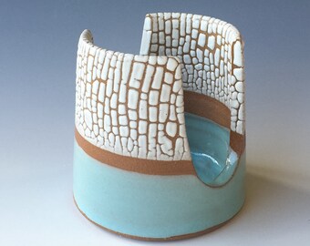 Sponge or Napkin Holder - crackle robins egg blue Glaze