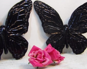 Vintage Black Butterflies Nursery Girls Room Homco Syroco Hollywood Regency