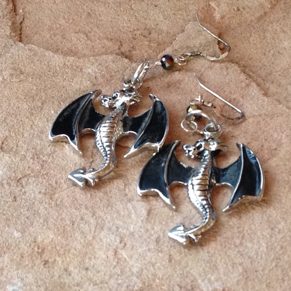 Faerie Tale Dragon Earrings with Sterling Silver Ear Wires and
