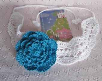 Crochet Girl Headband, Girl Summer Headband, Flower Headband, Lace Girls Head bands, Girls Head band, Teal Flower Head bands