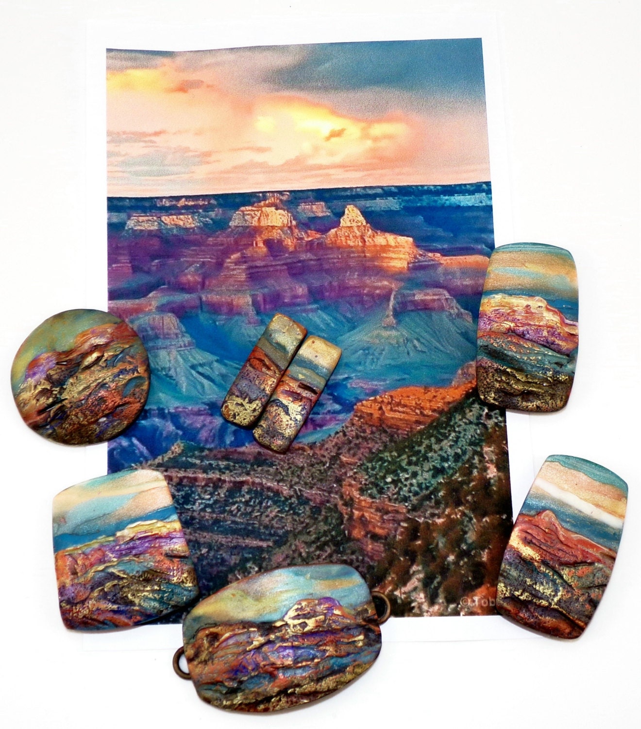 Handmade Rustic Polymer Clay 8 x 28 mm Stick by StudioStJames