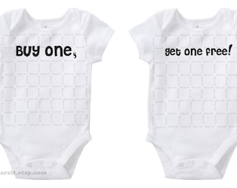 Buy One Get One Free Inspired By Shopping Sales Cute Twins / Baby Humor Onesie/Creeper/Bodysuit Size 3, 6, 12, 18, 24 Months Color White