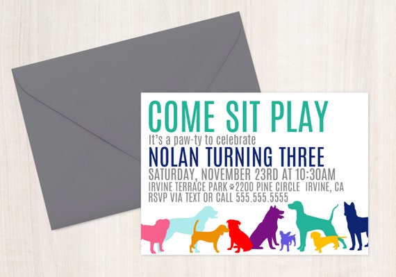 Dog Birthday Party Invite - Puppy Invitation - Puppy Pawty - Party Supplies Il_570xn