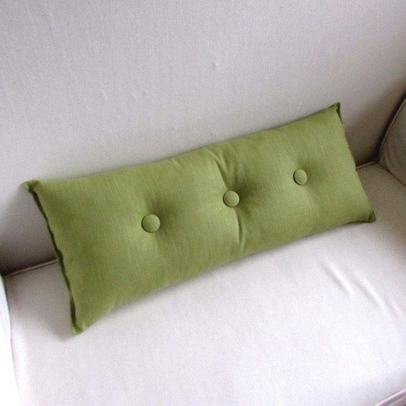 decorative lumbar pillow in PEAR GREEN with Pear Green buttons