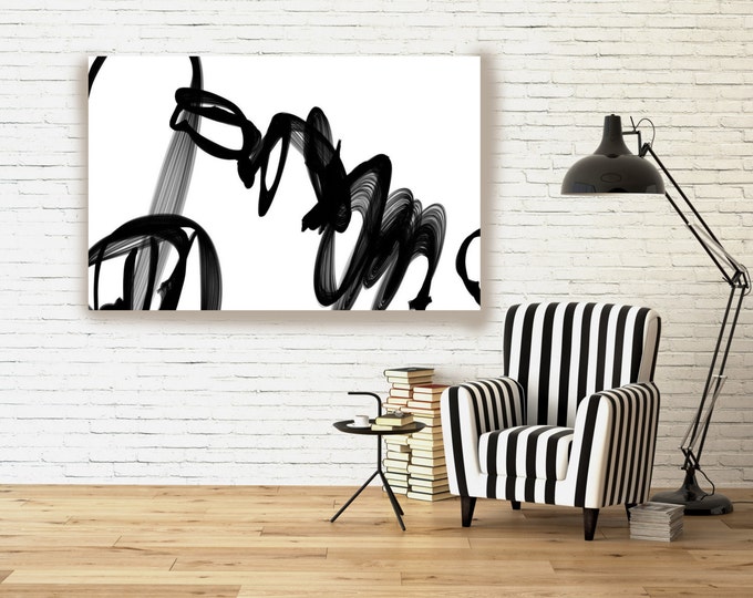 Industrial Abstract in Black and White 2015-28. Unique Abstract Wall Decor, Large Contemporary Canvas Art Print up to 72" by Irena Orlov