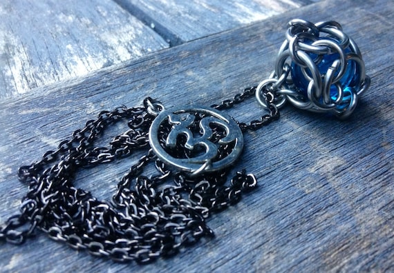 Blue Marble Chainmaille Necklace