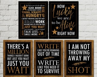 Printable Set of Hamilton Musical Inspired Quotes Subway Art Word Art Typography Poster, Hamilton Fan Art, 11x14 INSTANT DOWNLOAD