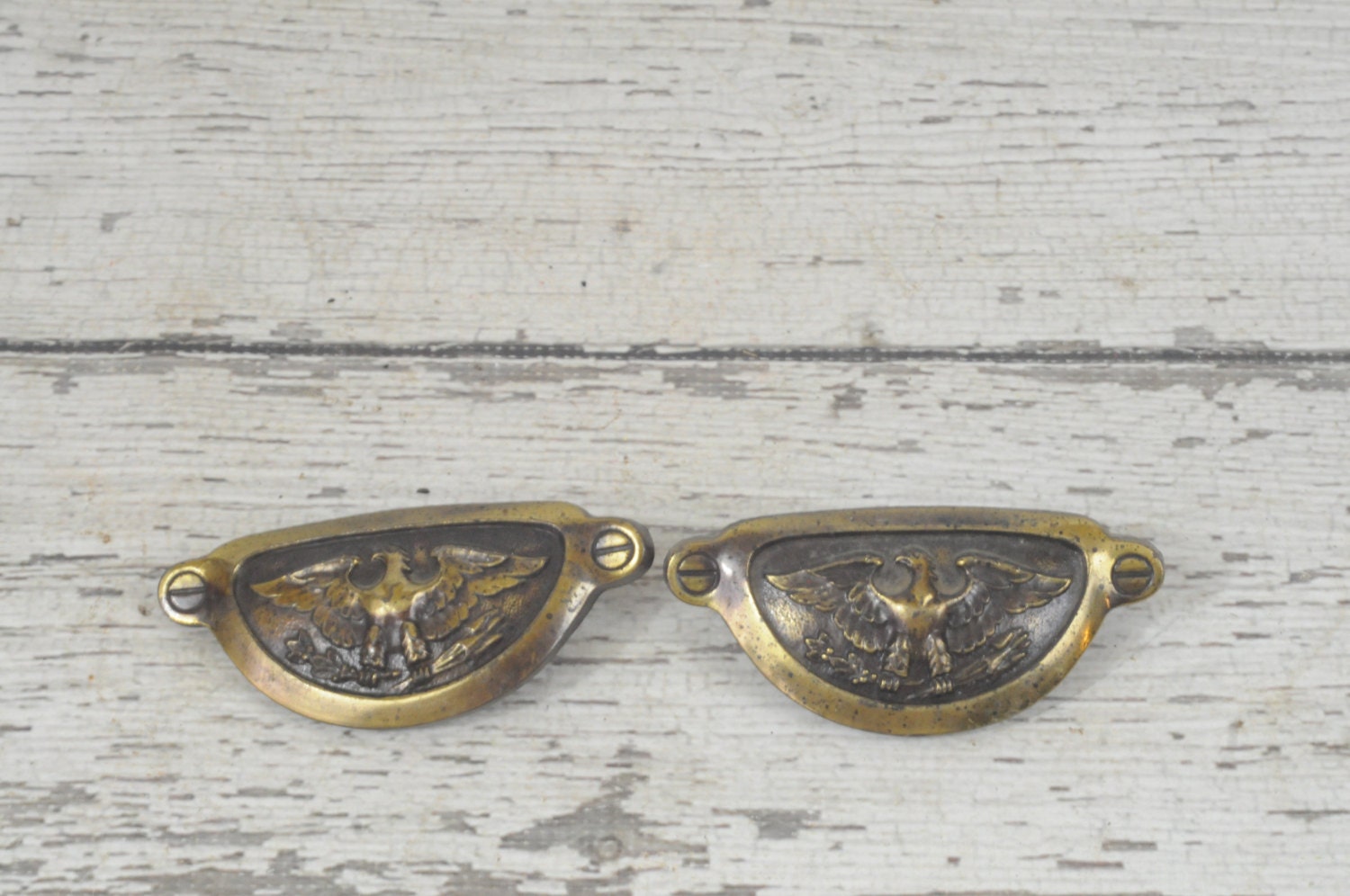 Vintage KBC Keeler Brass Plated? 2 Eagle Drawer Pulls Handles Haute Juice