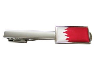 Thin Bordered Bahrain Flag Square Tie Clip
