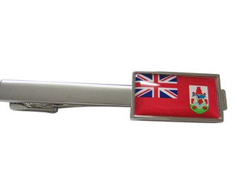 Thin Bordered Bermuda Flag Square Tie Clip