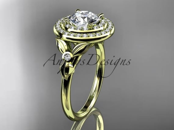 14kt yellow gold diamond floral wedding ringengagement ring