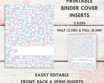 BC008 | GEOMETRIC CORAL/PINK Printable Binder Cover | includes 2 front/back covers | Sticker Binder | Planner Cover | Teacher Binder