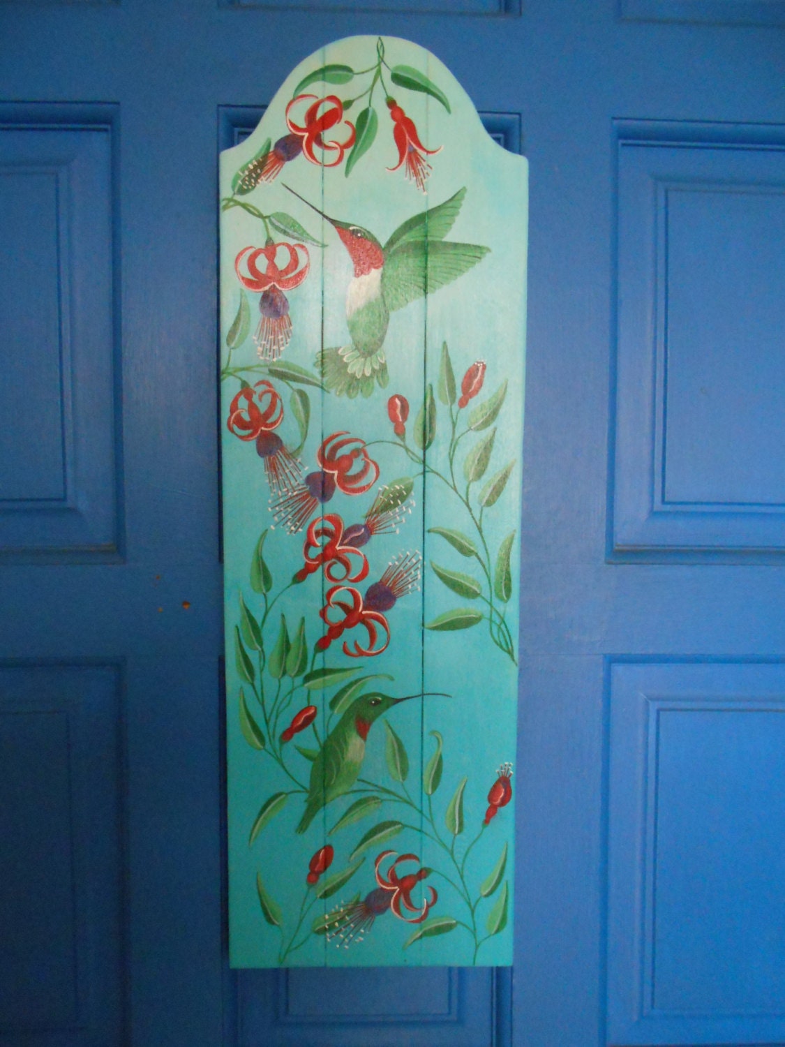 Hummingbird Wall Decor Plank Art Decorative Bird Plaque