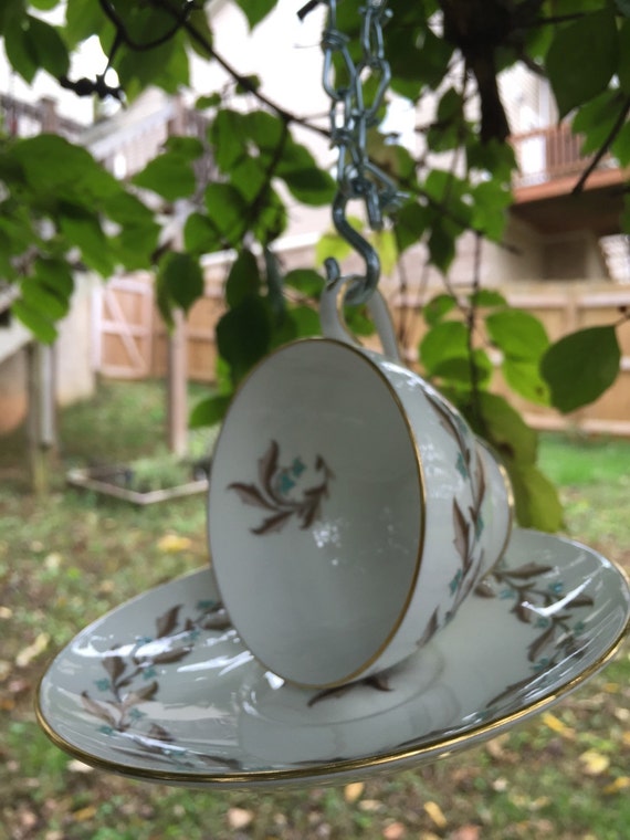 Vintage Teacup  Bag for  Bird vintage teacup bird Bird of feeder Gift  with Feeder Handmade Birdseed