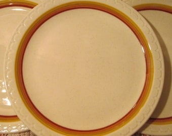 Lot of 4 Vintage Syracuse China Econo Rim Restaurant Ware Plates, 9 1/2"