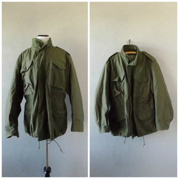 Army Military 70s Anorak Jacket Vintage Green Heavy Winter