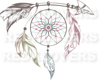 SVG DXF silhouette feather arrows dreamcatcher southwest ethnic scrapbook Digital Download files svg , ai, psd, png, pdf tshirt designs