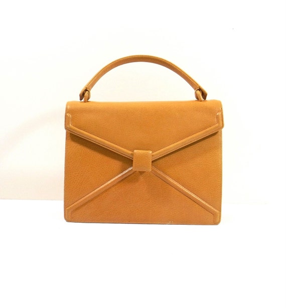 Items similar to NETTIE ROSENSTEIN Camel Leather Handbag on Etsy