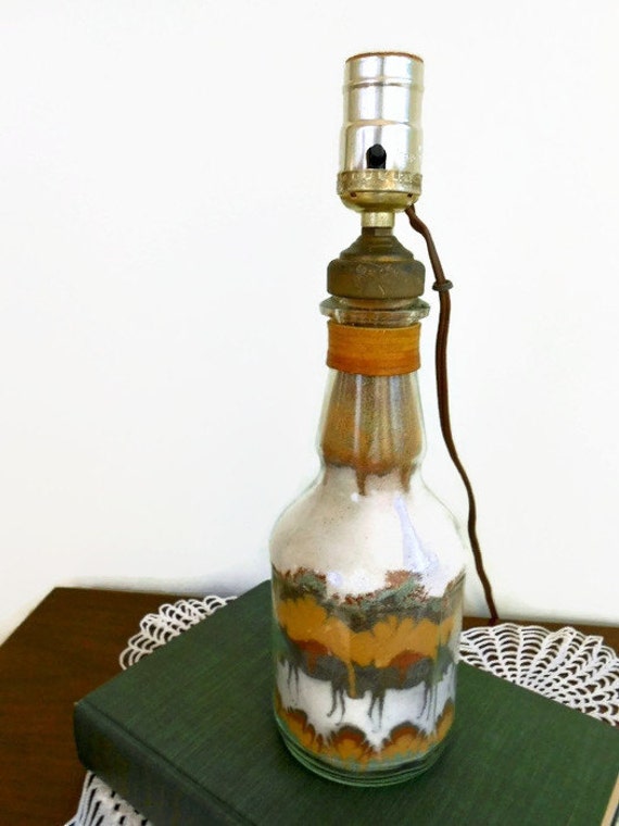 Sand Art Bottle Lamp with Shade Southwestern Pack Mule