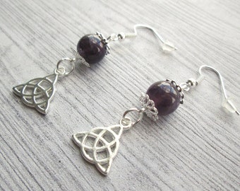 Triquetra earrings, Pagan earrings, Trinity Knot earrings, Wiccan earrings, Christmas gift, yule gift, Witch earrings, Celtic knot earrings
