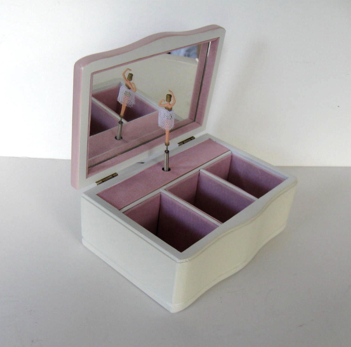 Vintage Ballerina Musical Jewelry Box Pink Ballet Slippers