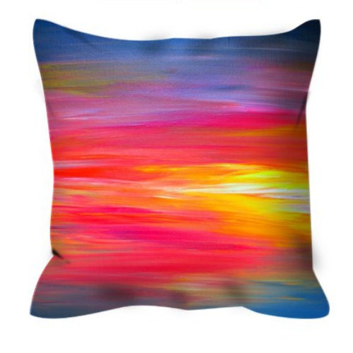 BRIGHT HORIZONS Rainbow Colorful Art Suede Throw Pillow Red