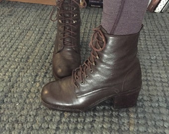 Items Similar To So Pretty Vintage Leather Lace Up Boots On Etsy