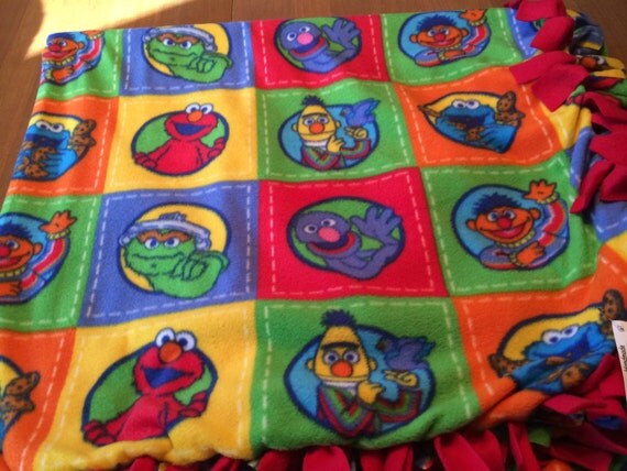 sesame street characters fleece throw blanket