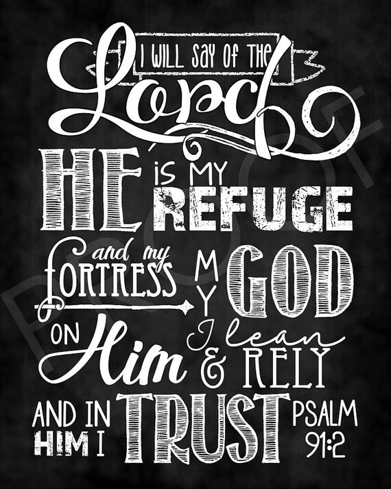 Scripture Art Psalm 91:2 Chalkboard Style