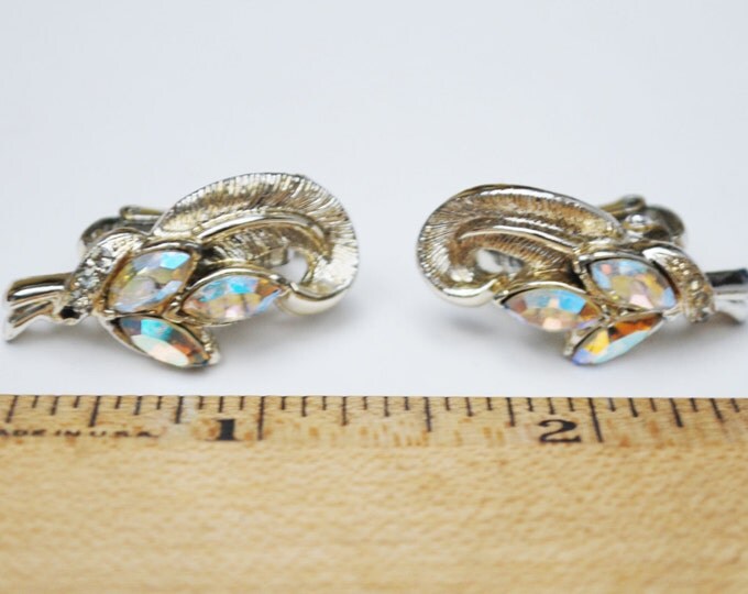 Coro Earrings Aurora Borealis Rhinestone clip on earrings
