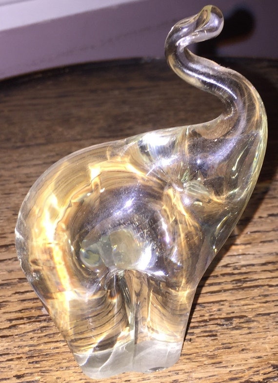 SALE Elegant Crystal Elephant Sculpture Vintage Crystal
