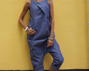 NEW Collection SS Sexy Denim Drop Crotch Jumpsuit / Extravagant Summer Loose Jumpsuit / Casual Daywear with pockets by AAKASHA A19430