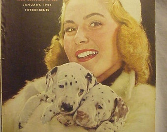 January 1944 McCall's Magazine with the cover By Nickolas Muray , has 100 pages of ads and articles, Vintage Woman's Magazine