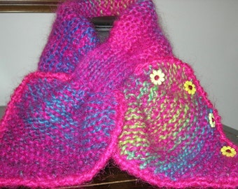 Echarpe tour de cou en laine, acrylique et mohair "MARGOT " - création Misty Tuss Tricote