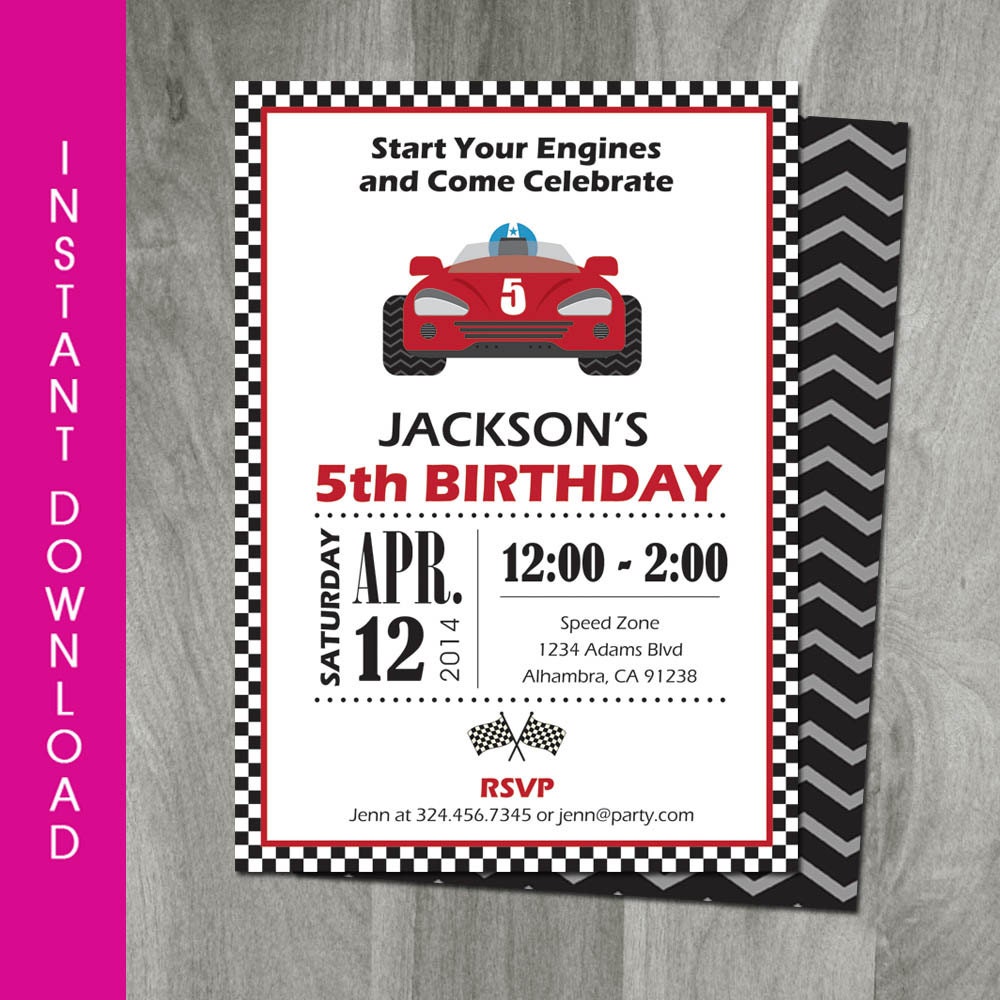 Race Car Birthday Invitation Template 10
