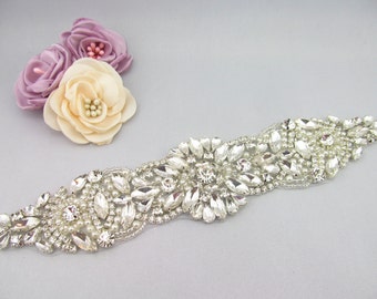 Rhinestone Applique Bridal Pearl And Beaded DIY Sash Rhinestone Applique Bridal Pearl And Beaded DIY Sash
