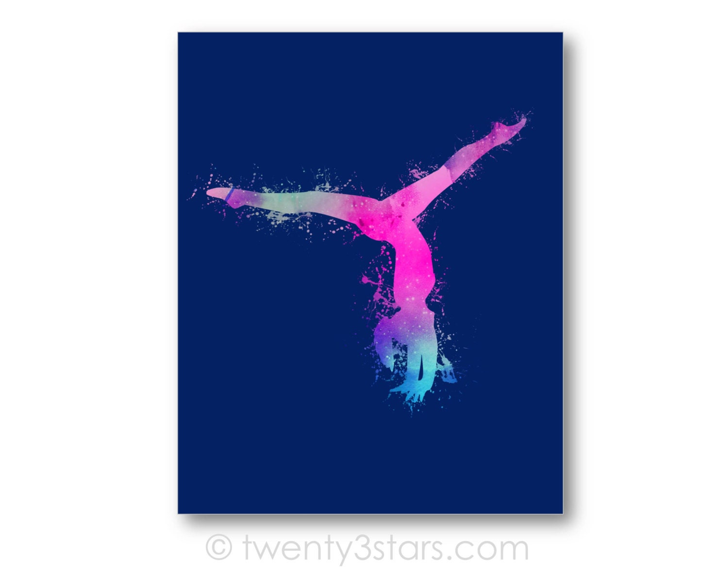 Watercolor Gymnast Canvas or Art Print Girl's Room Art