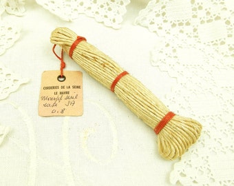 Antique French Unused Bundle of Sisal Twine Rope with Original Label / String / Cord / Haberdashery / Sewing / Craft Supplies / Le Havre