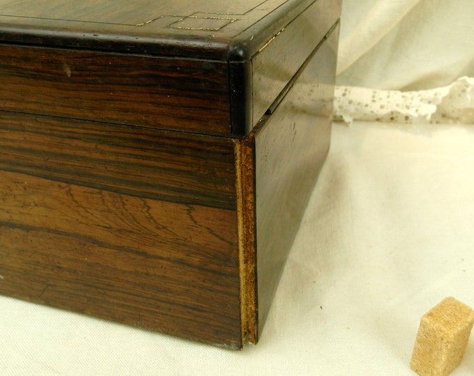 Antique French Victorian Inlaid Wooden Sugar Box, Napoleaon III Caskette for Sucre from France, Chateau Chic Brocante Retro Home Decor Antique French Victorian Inlaid Wooden Sugar Box, Napoleaon III Caskette for Sucre from France, Chateau Chic Brocante Retro Home Decor