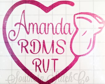 Download Sonographer Heart Solid Vinyl Monogram Decal by ...