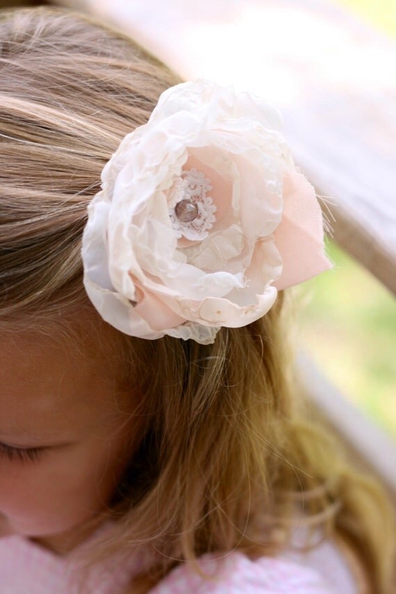 Items similar to flower hair clip, blush flower hair clip, easter hair